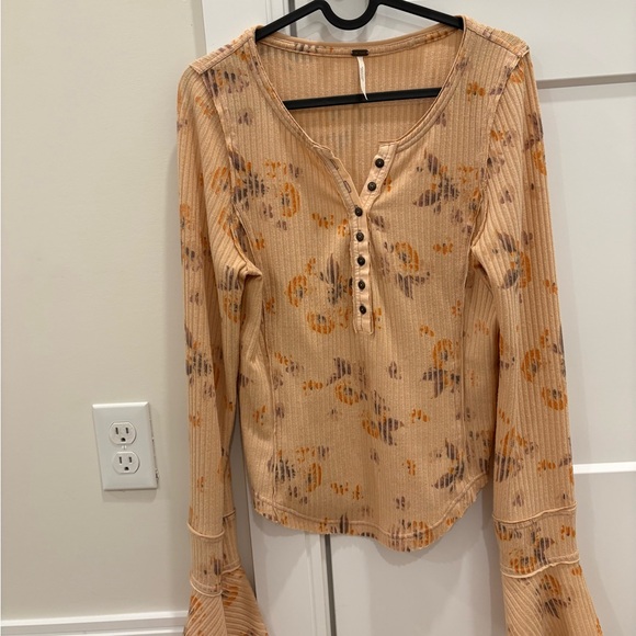 Free People Layer Me Henley in Peach Partial - Picture 2 of 7